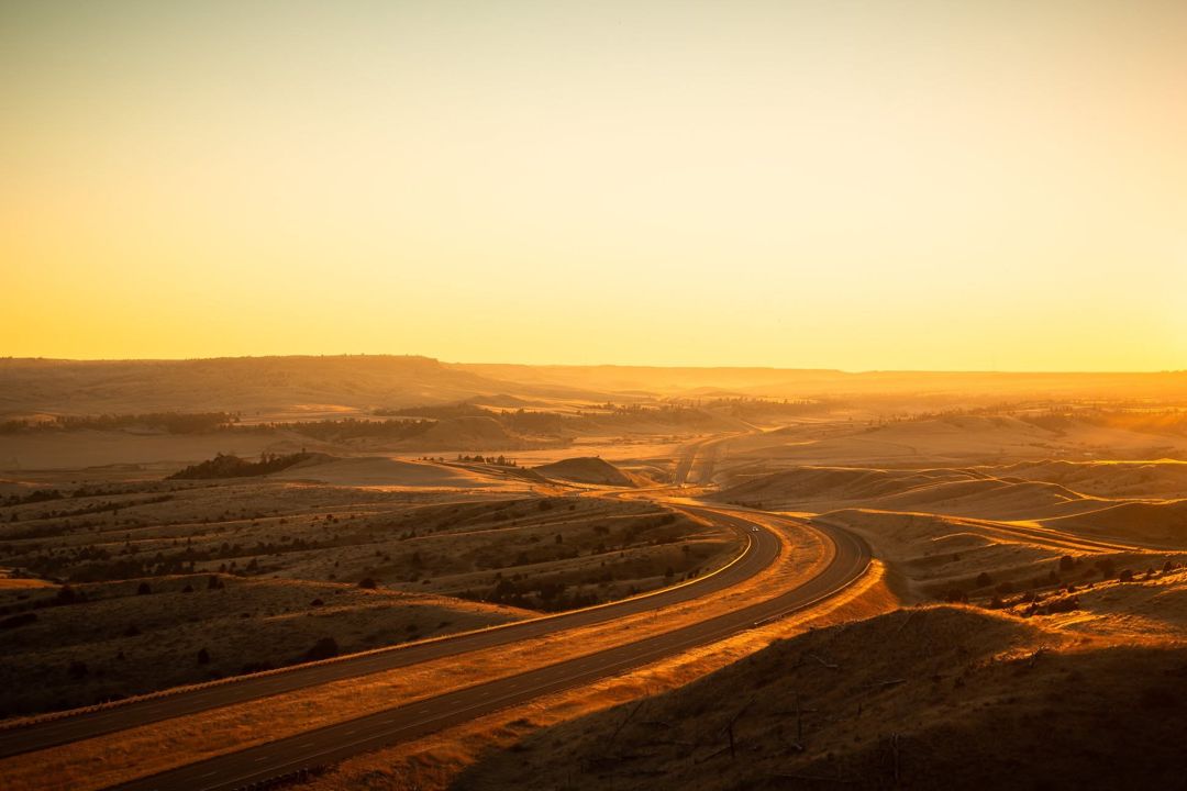 I-90 Sunrise Gold, Montana fine art photograph