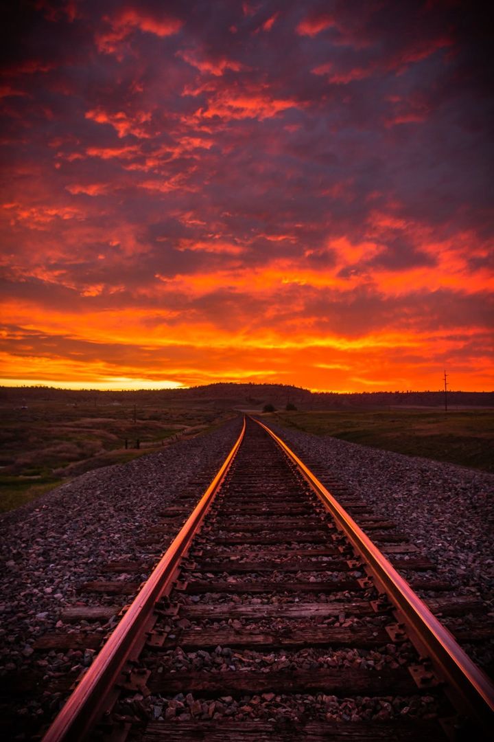 Train Track Sunset, Montana fine art photograph